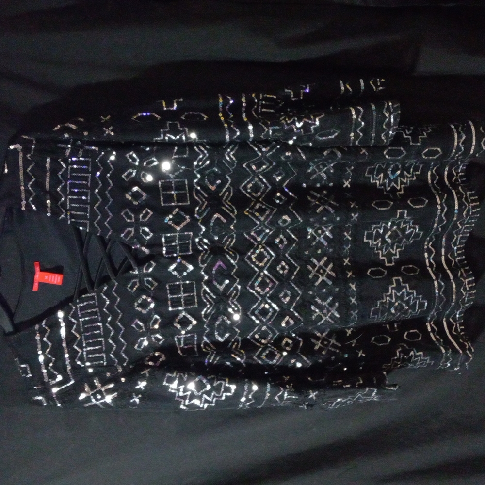 Holiday bling, dress medium, silver sequined